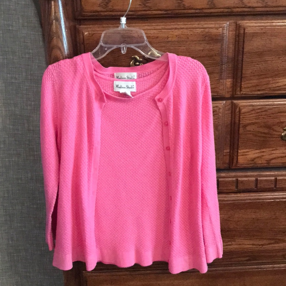 Madison Studio Pink Cardigan and Shell